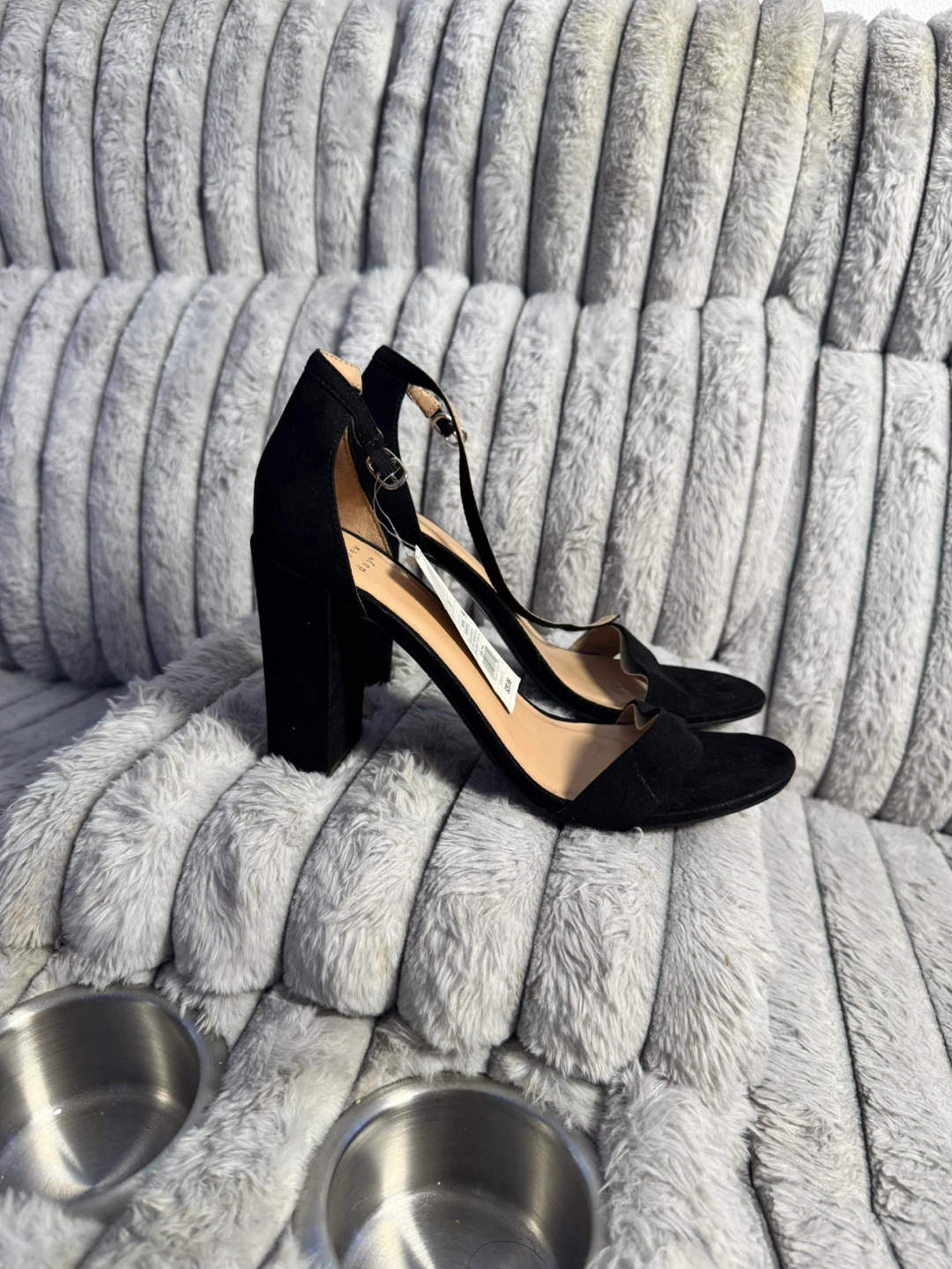 A New Day Black Suede Block Heel Sandals Size 11 - photo 3