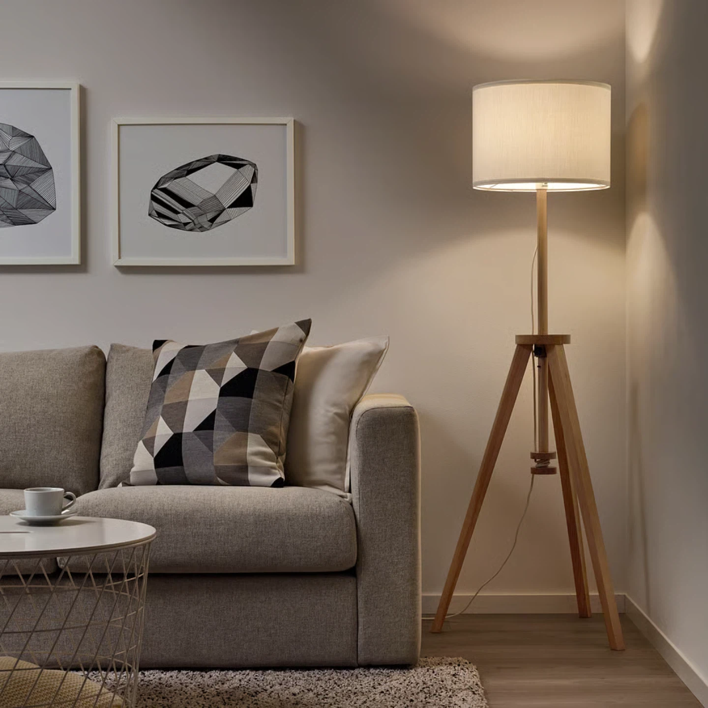 IKEA lauters adjustable Floor Lamp, White/Wood - photo 2