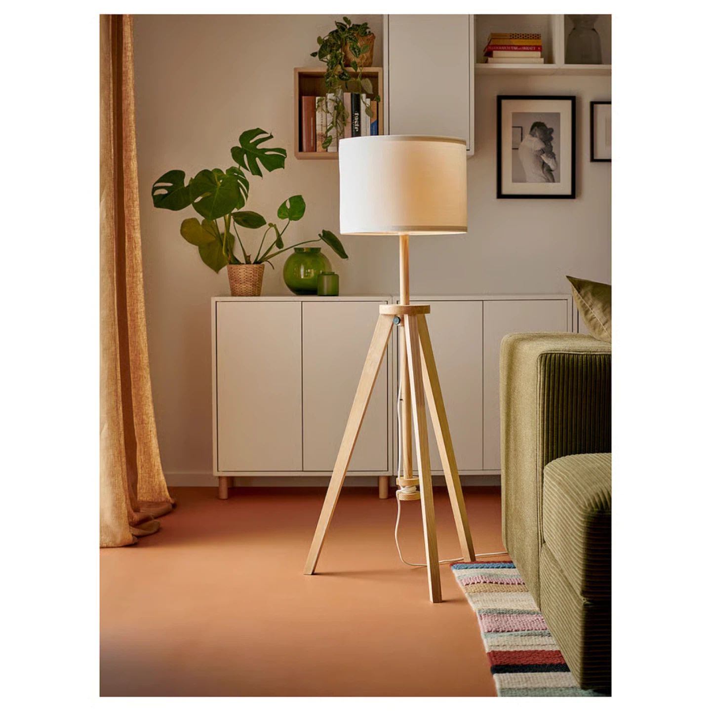 IKEA lauters adjustable Floor Lamp, White/Wood - photo 3