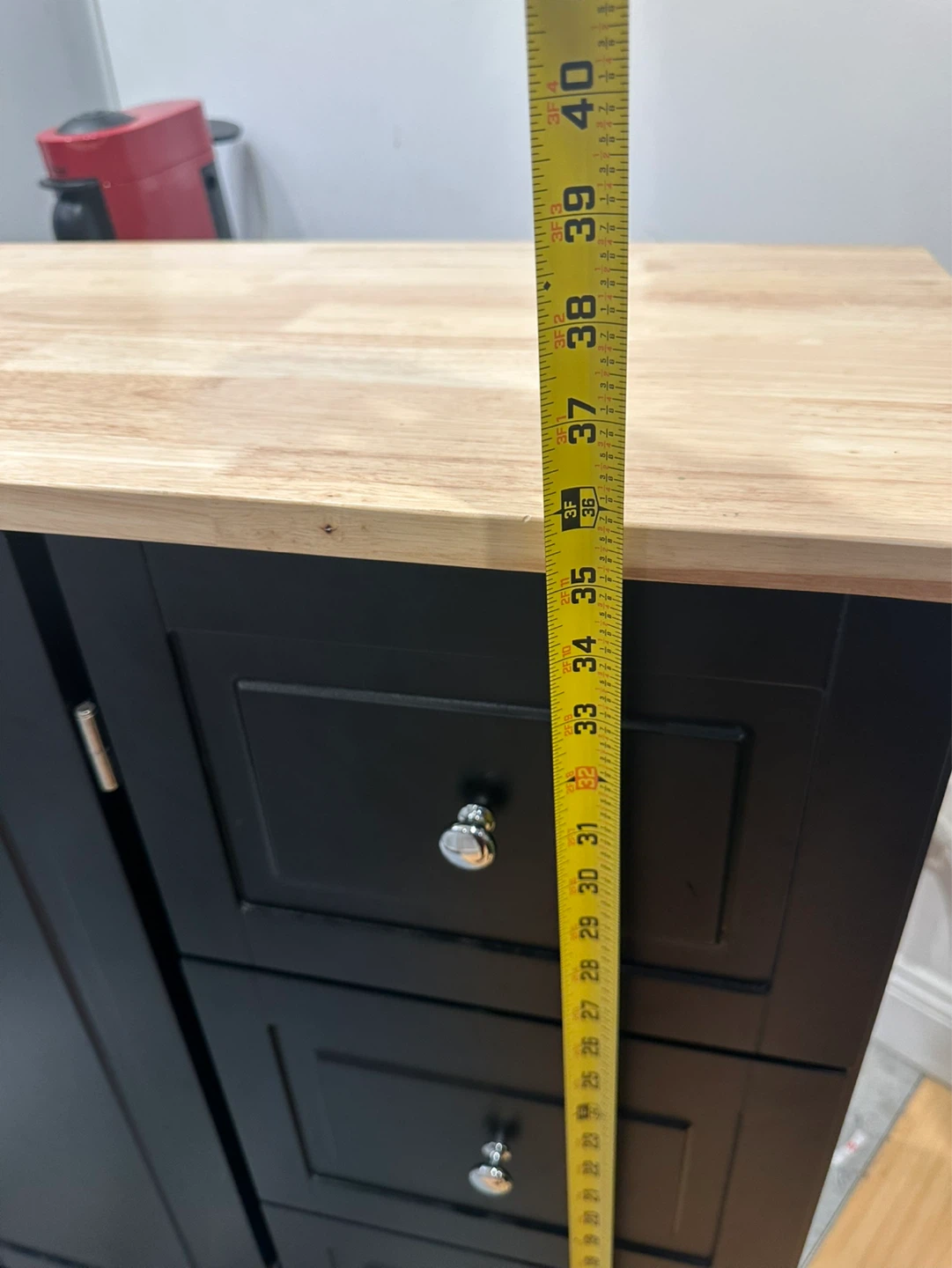 Black Kitchen Island with Butcher Block Top - photo 3