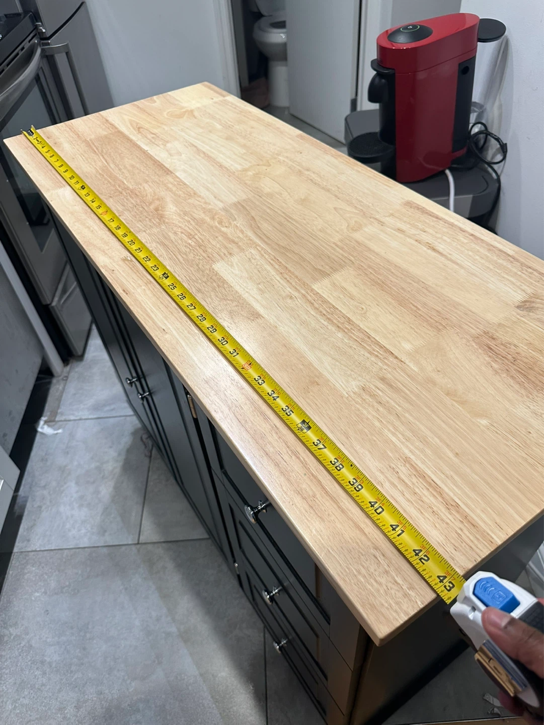 Black Kitchen Island with Butcher Block Top - photo 5