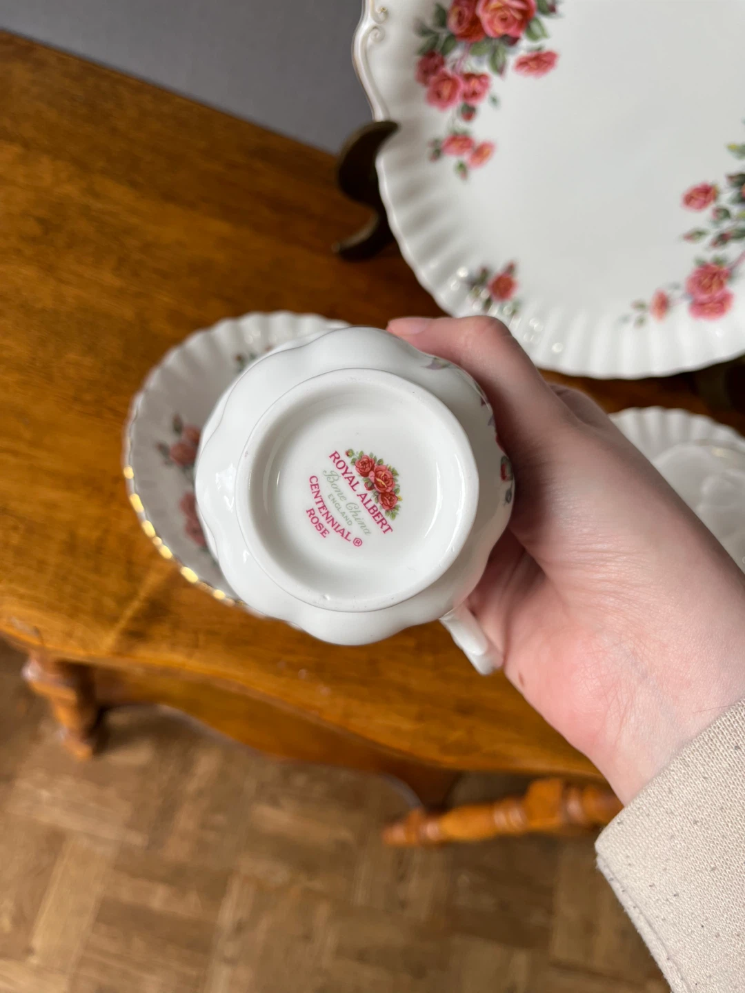 Royal Albert Centennial Rose Tea Cup, Saucer & Butter Dish Set - photo 4