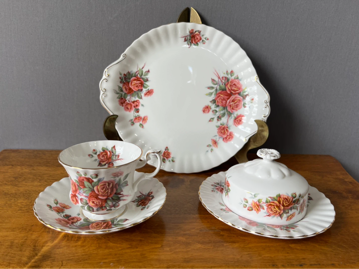 Royal Albert Centennial Rose Tea Cup, Saucer & Butter Dish Set - photo 5