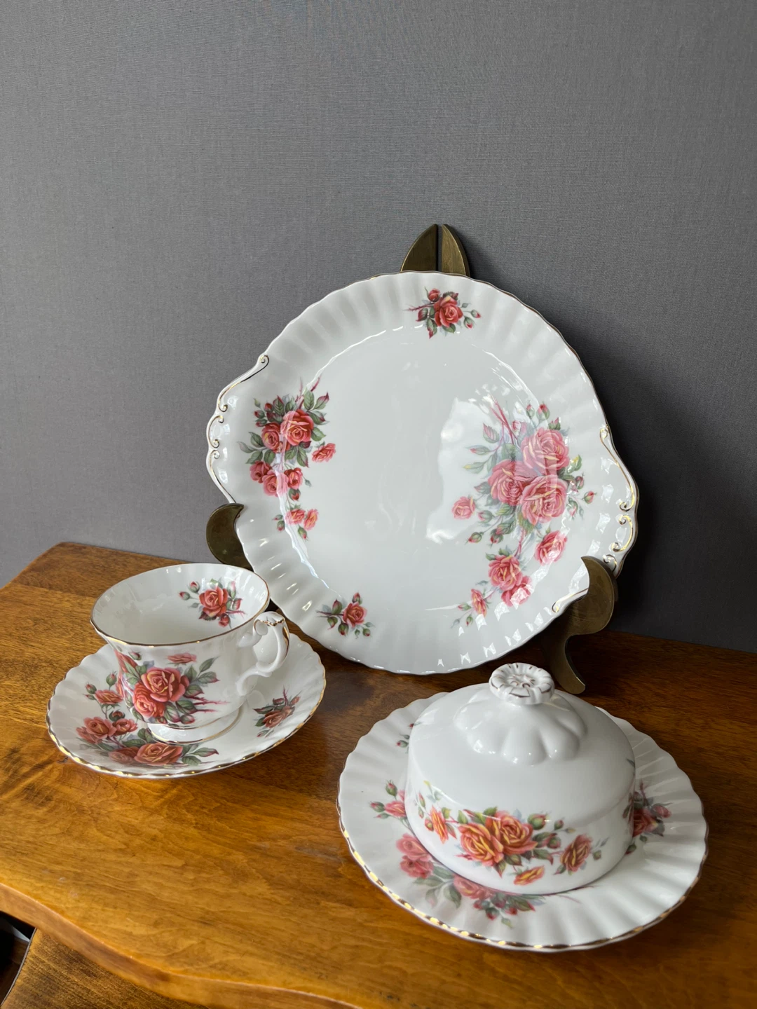 Royal Albert Centennial Rose Tea Cup, Saucer & Butter Dish Set - photo 2