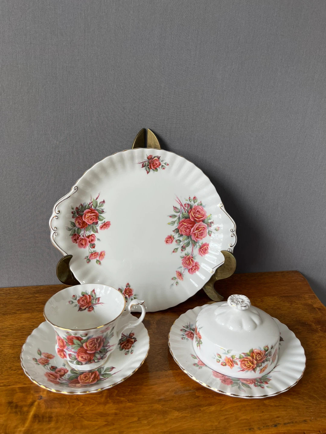 Royal Albert Centennial Rose Tea Cup, Saucer & Butter Dish Set - photo 3