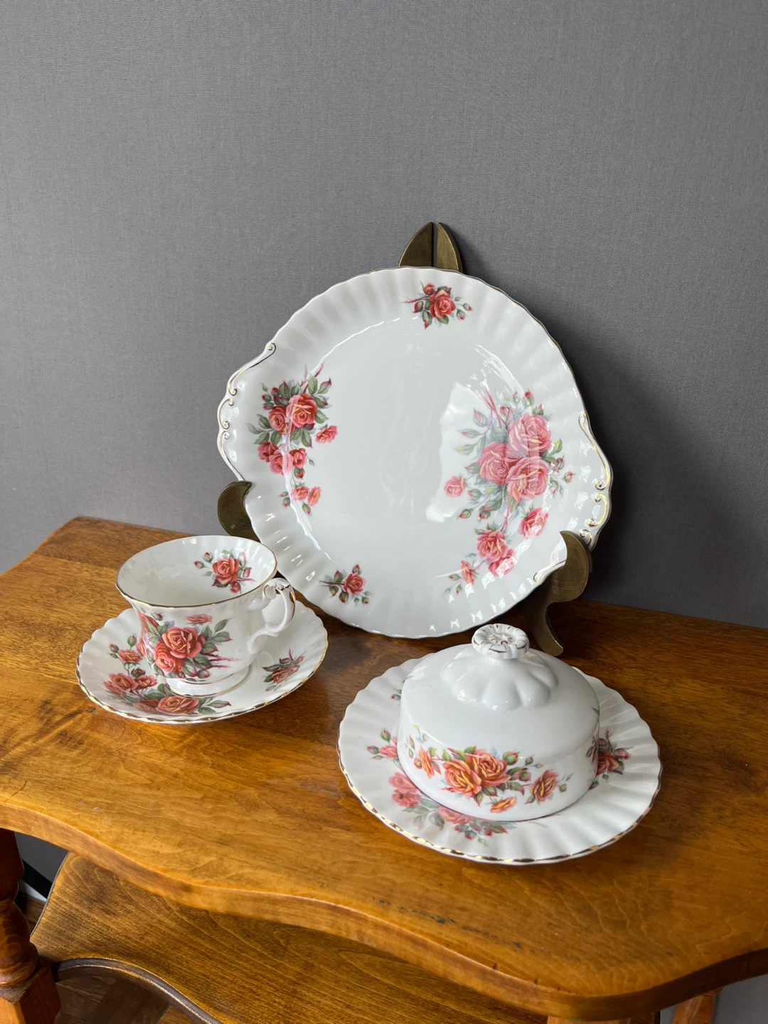 Royal Albert Centennial Rose Tea Cup, Saucer & Butter Dish Set
