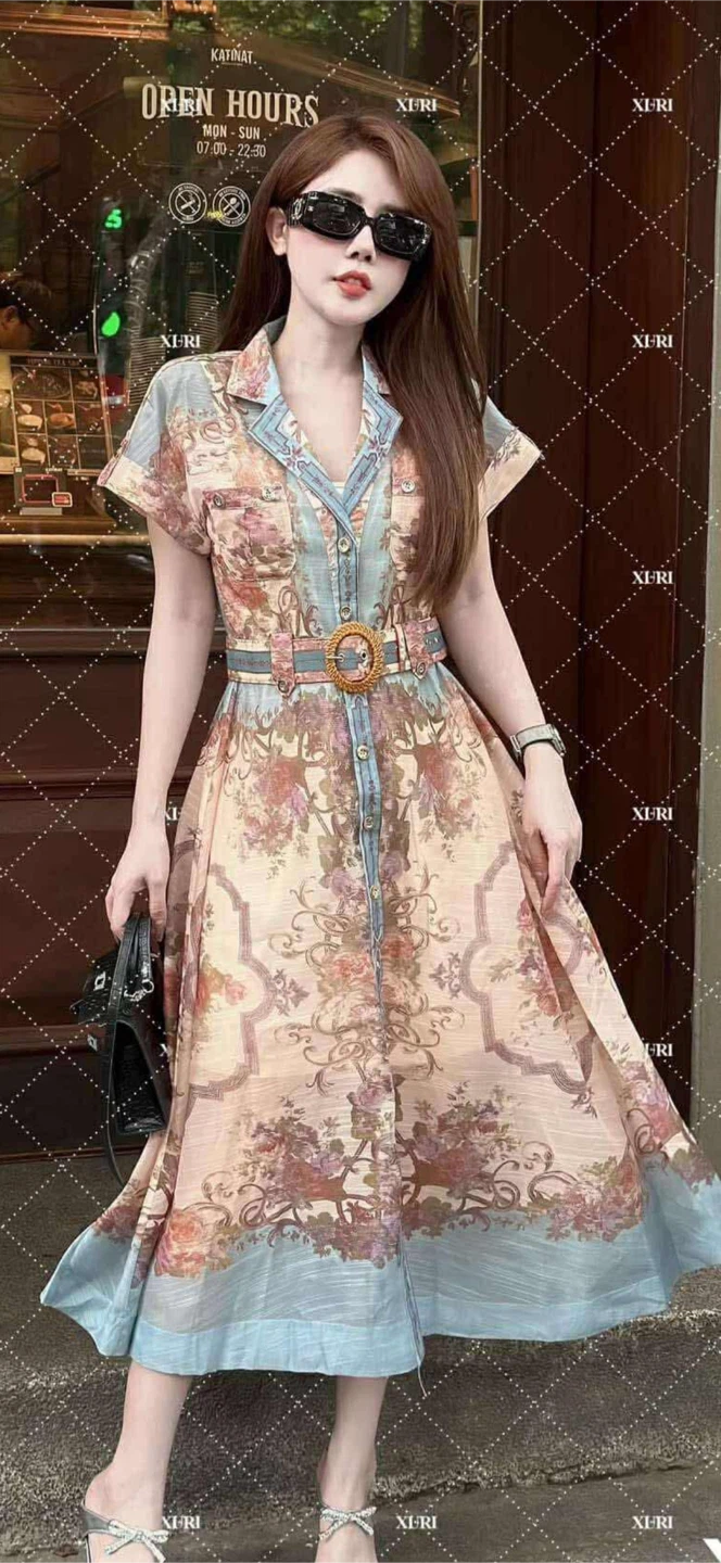 Floral Print Shirt Dress with Belt