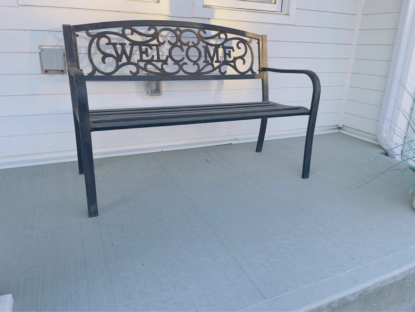 Selling Porch Bench with "Welcome" Backrest