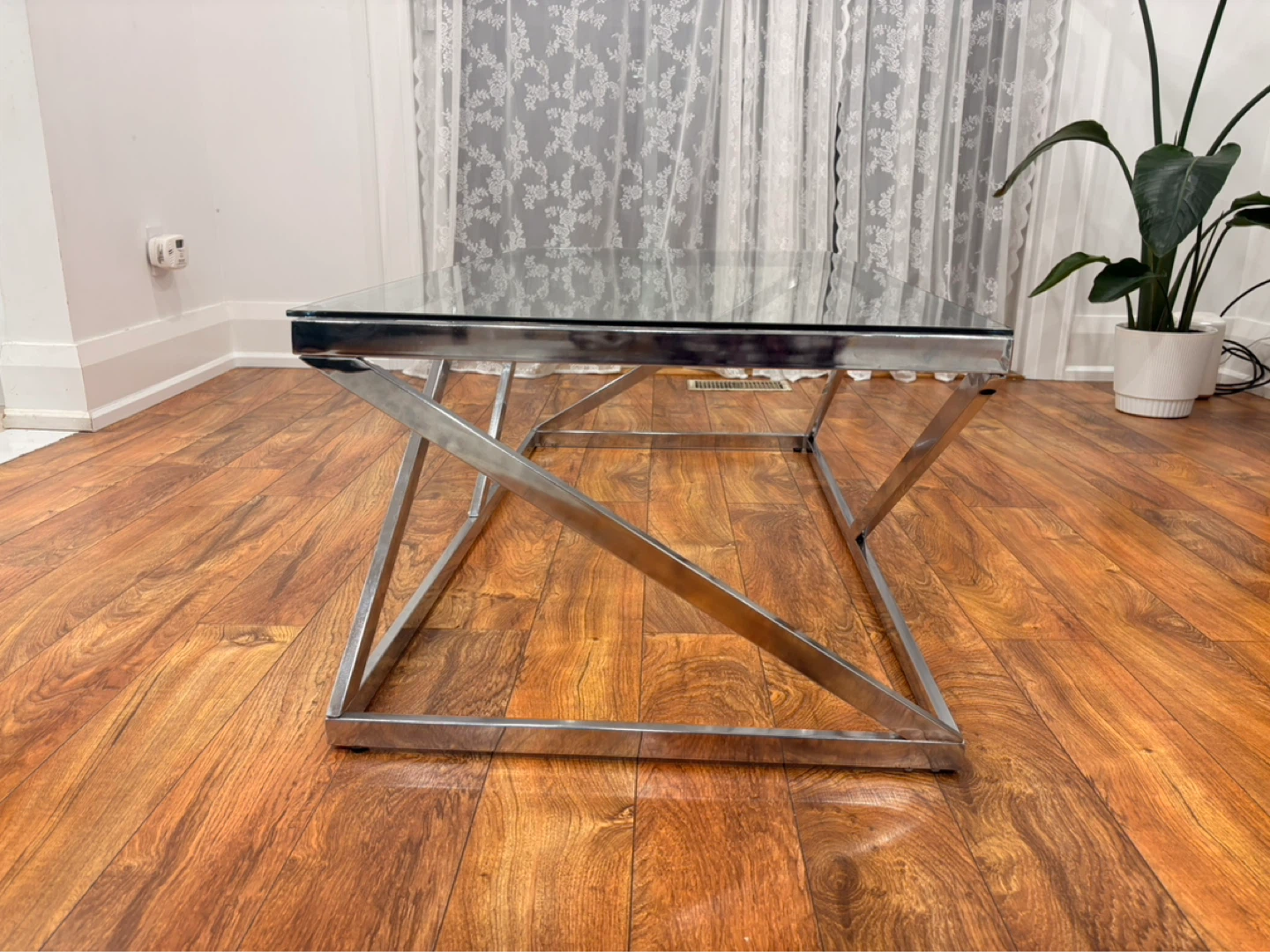 Glass Top Coffee Table with Chrome Base