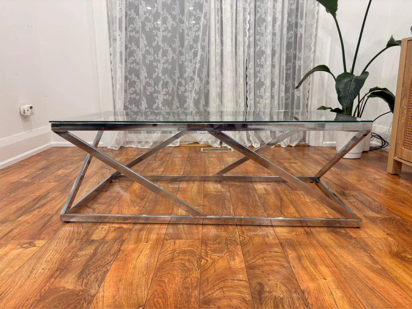 Glass Top Coffee Table with Chrome Base - photo 2