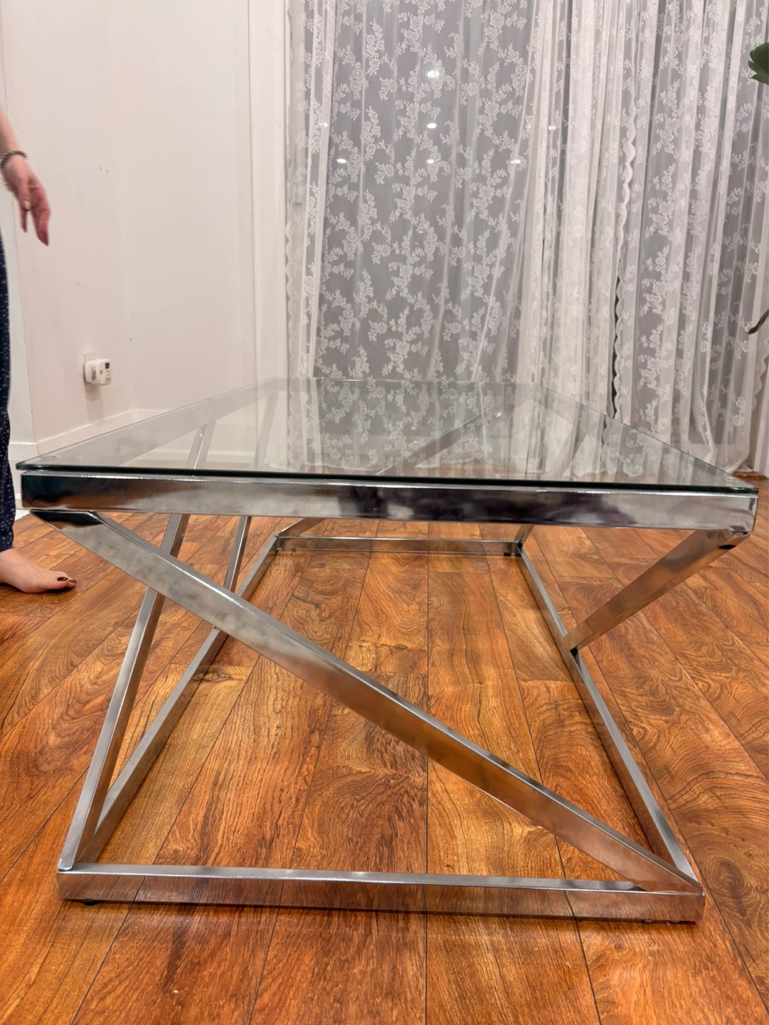 Glass Top Coffee Table with Chrome Base - photo 3