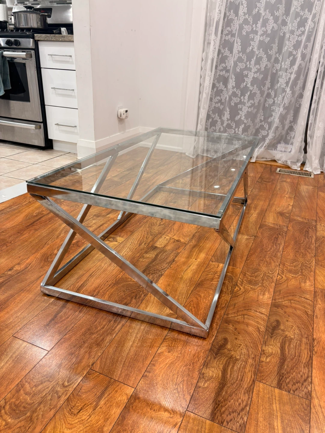 Glass Top Coffee Table with Chrome Base - photo 4