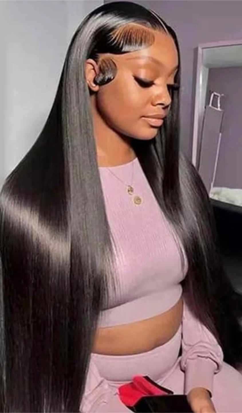 26” Straight Human Hair Wig, HD Lace 200 Density