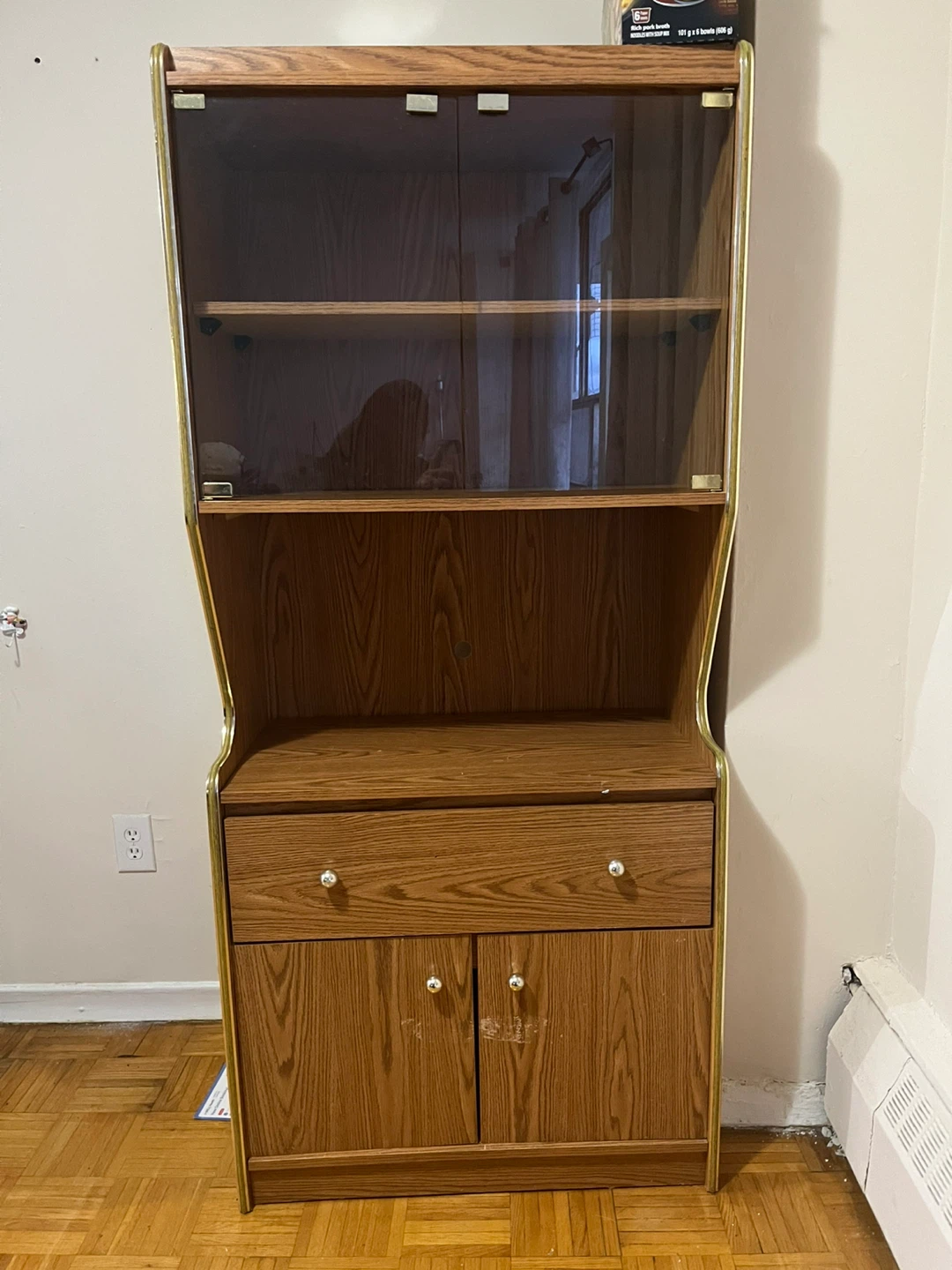 Wooden Display Cabinet with Glass Doors
