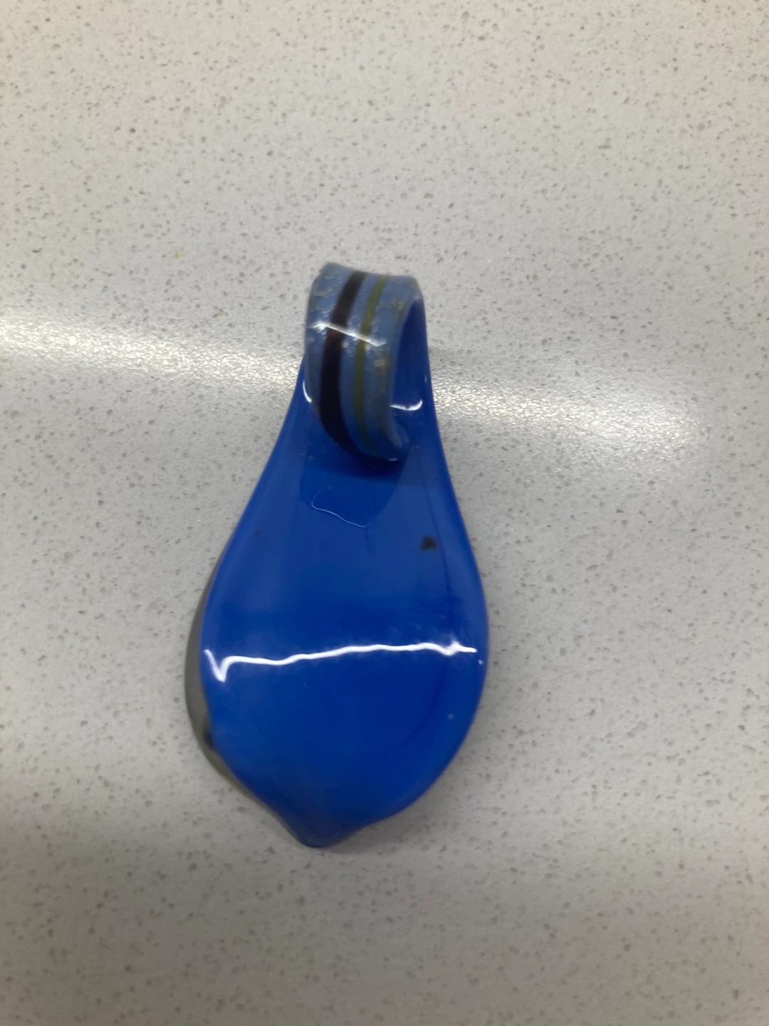 Glass Pendant with Blue and Striped Design - photo 2