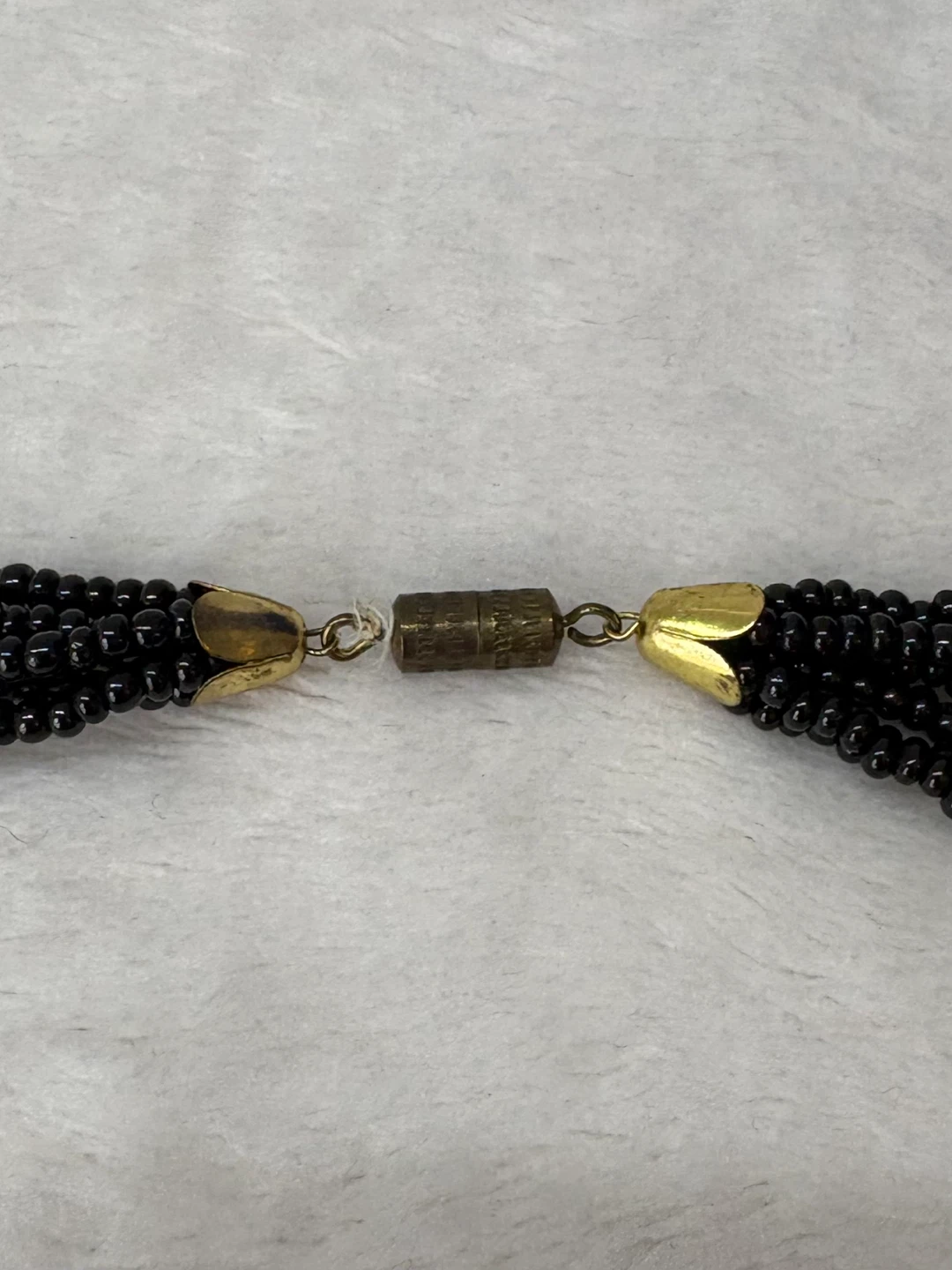 Vintage Multi Strand Black Seed Bead Long Necklace 46 in - photo 4