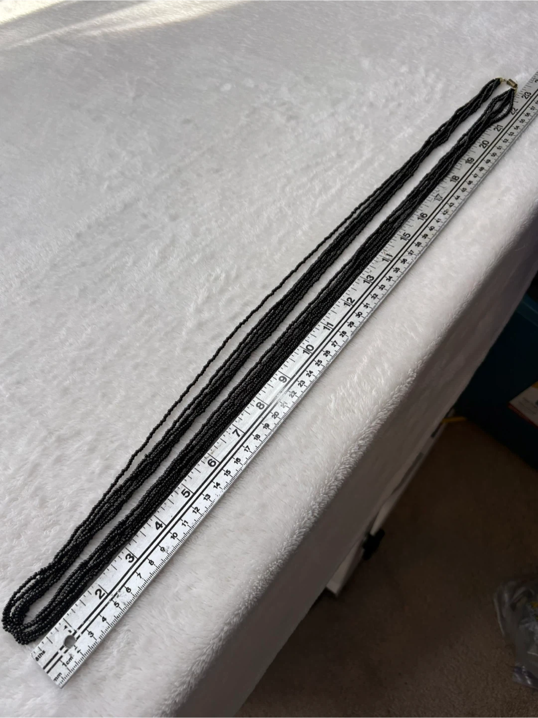 Vintage Multi Strand Black Seed Bead Long Necklace 46 in - photo 5