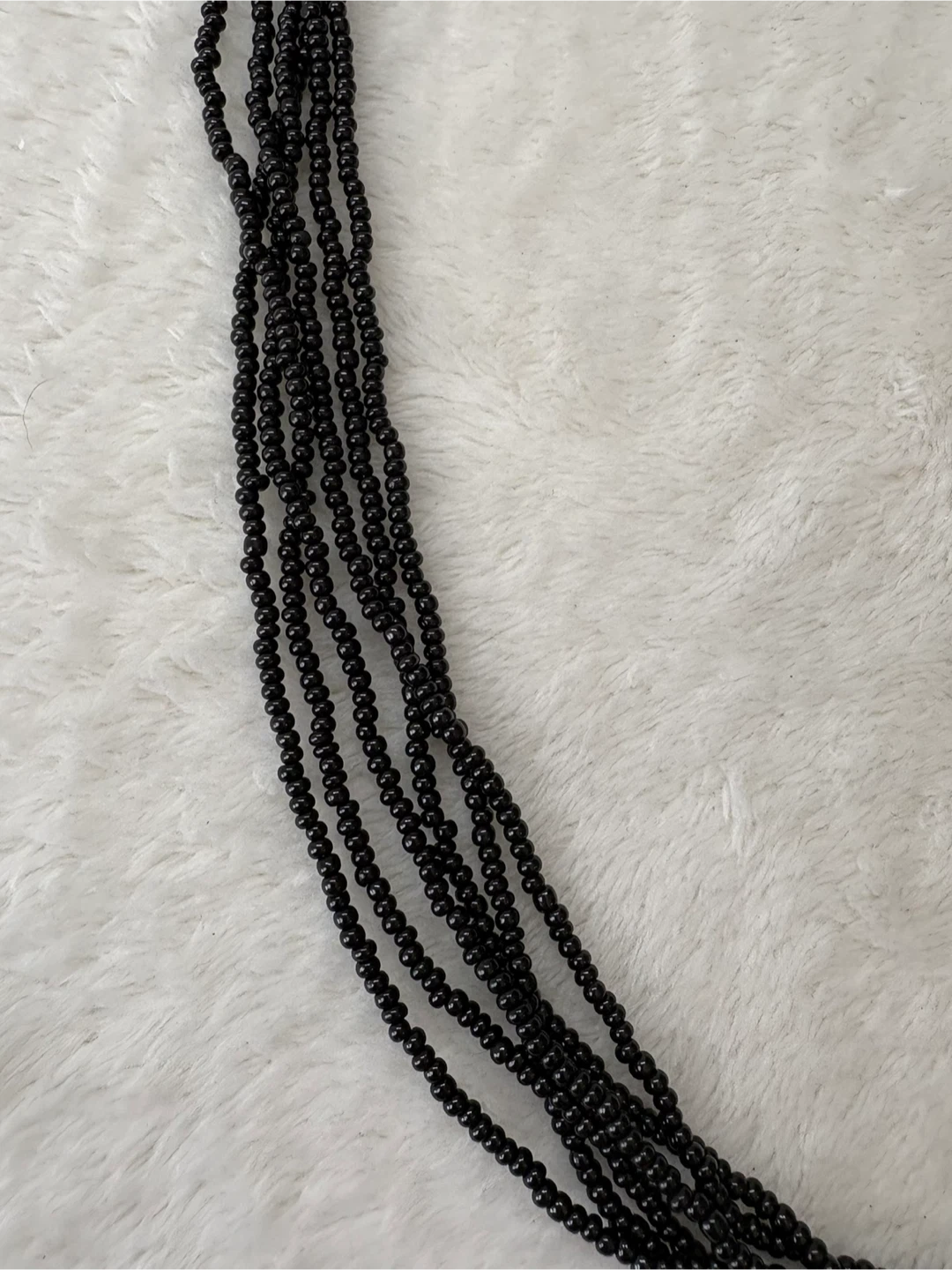 Vintage Multi Strand Black Seed Bead Long Necklace 46 in - photo 3