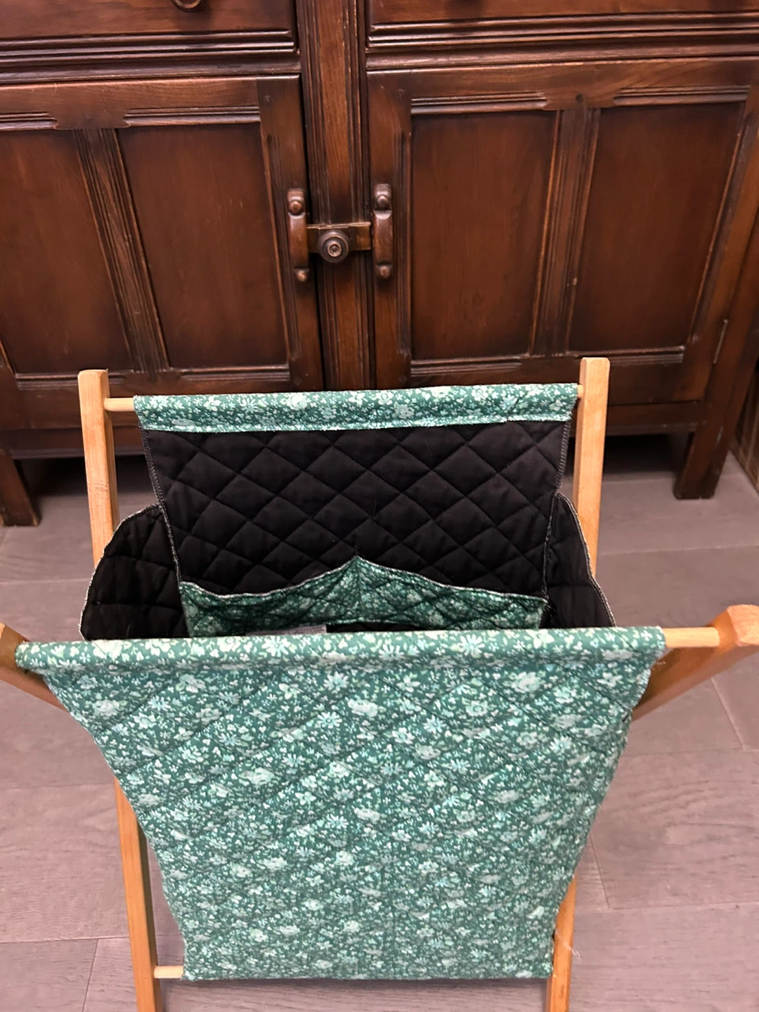 Vintage Fabric/Wooden Frame Folding Caddy/Basket - photo 2