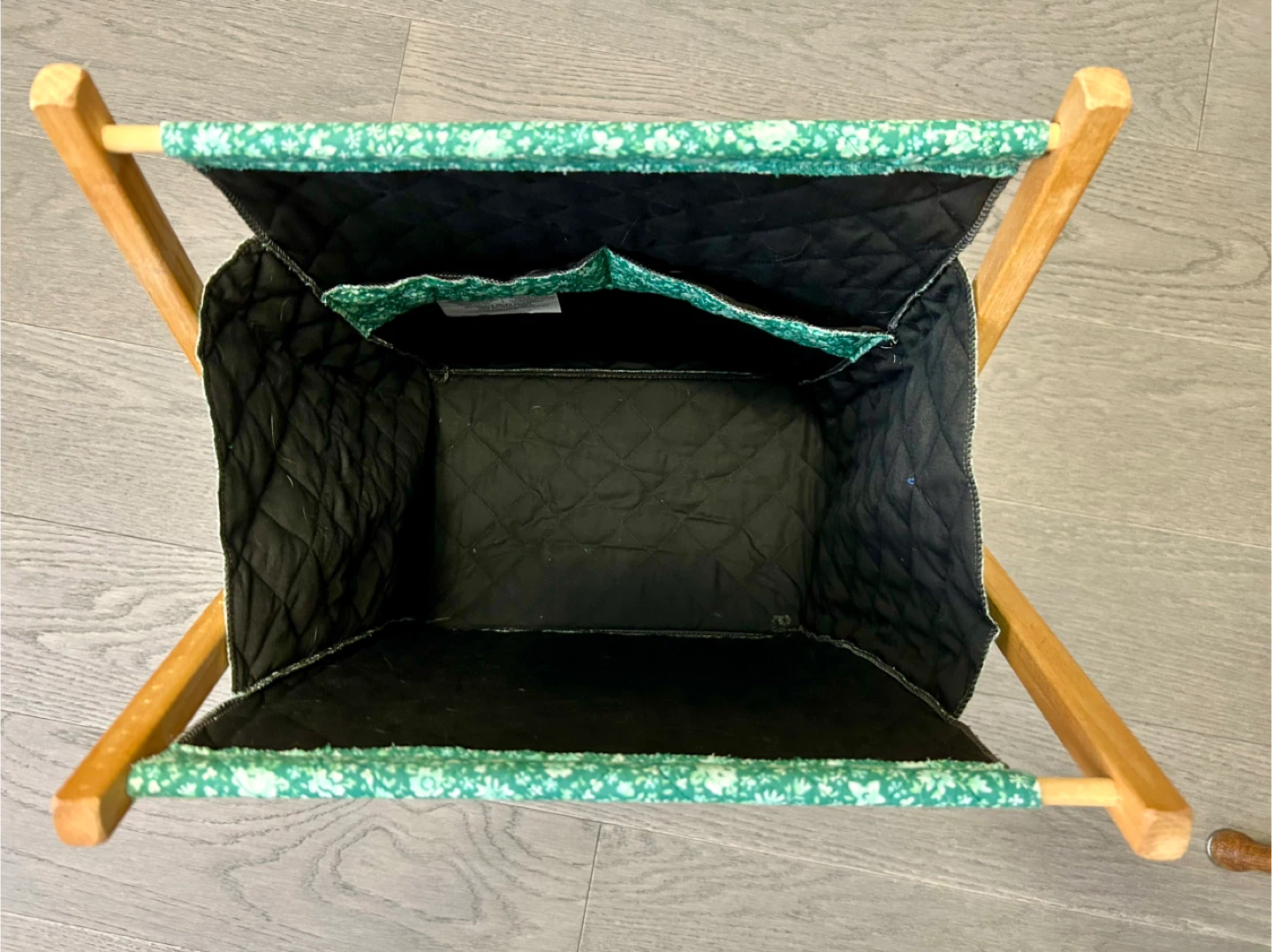 Vintage Fabric/Wooden Frame Folding Caddy/Basket - photo 3