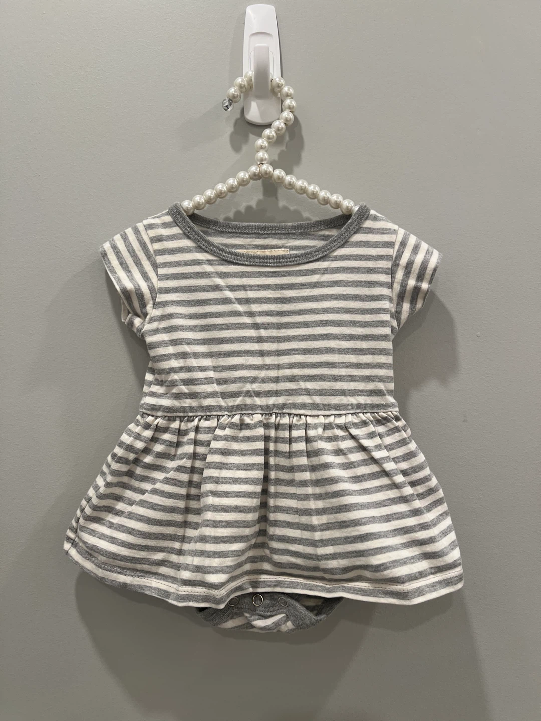 Mini Mioche Baby Dress/Romper 3-6 Months Grey Stripes