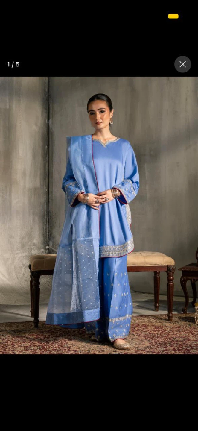 Light Blue Embroidered Salwar Kameez with Dupatta
