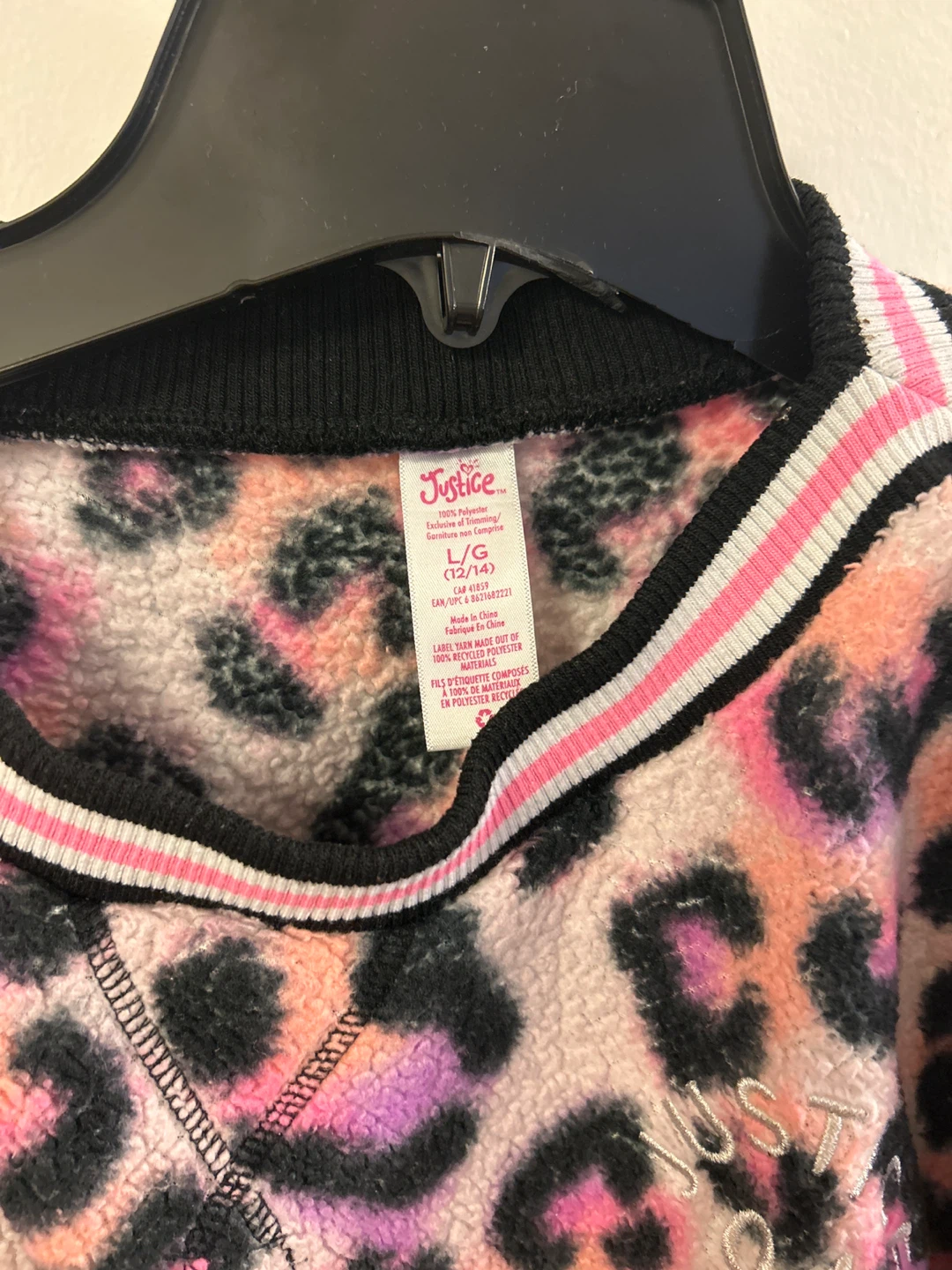 Justice Leopard Print Fleece Sweatshirt L/G (12/14) - photo 2