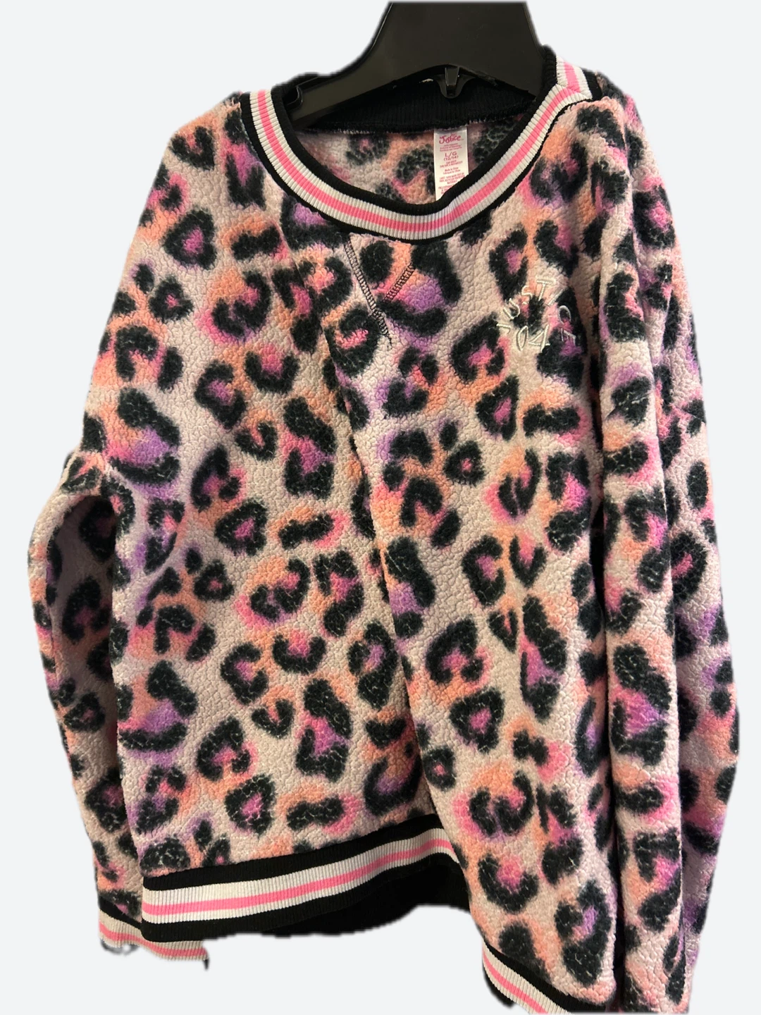 Justice Leopard Print Fleece Sweatshirt L/G (12/14)