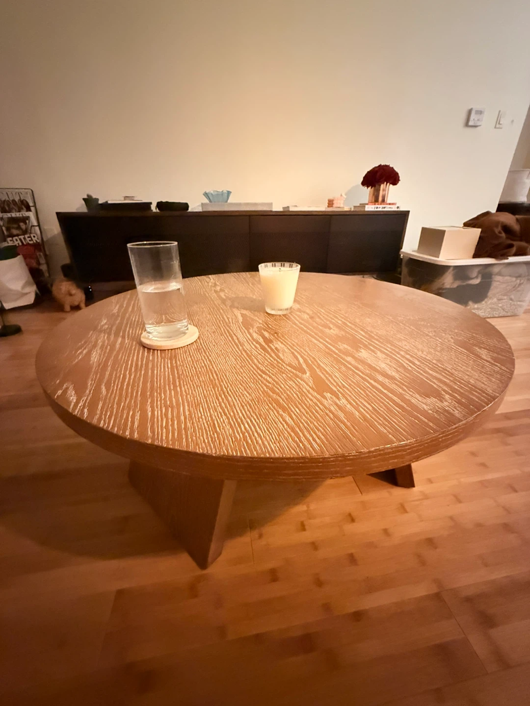 Round Coffee Table - Natural Wood Finish