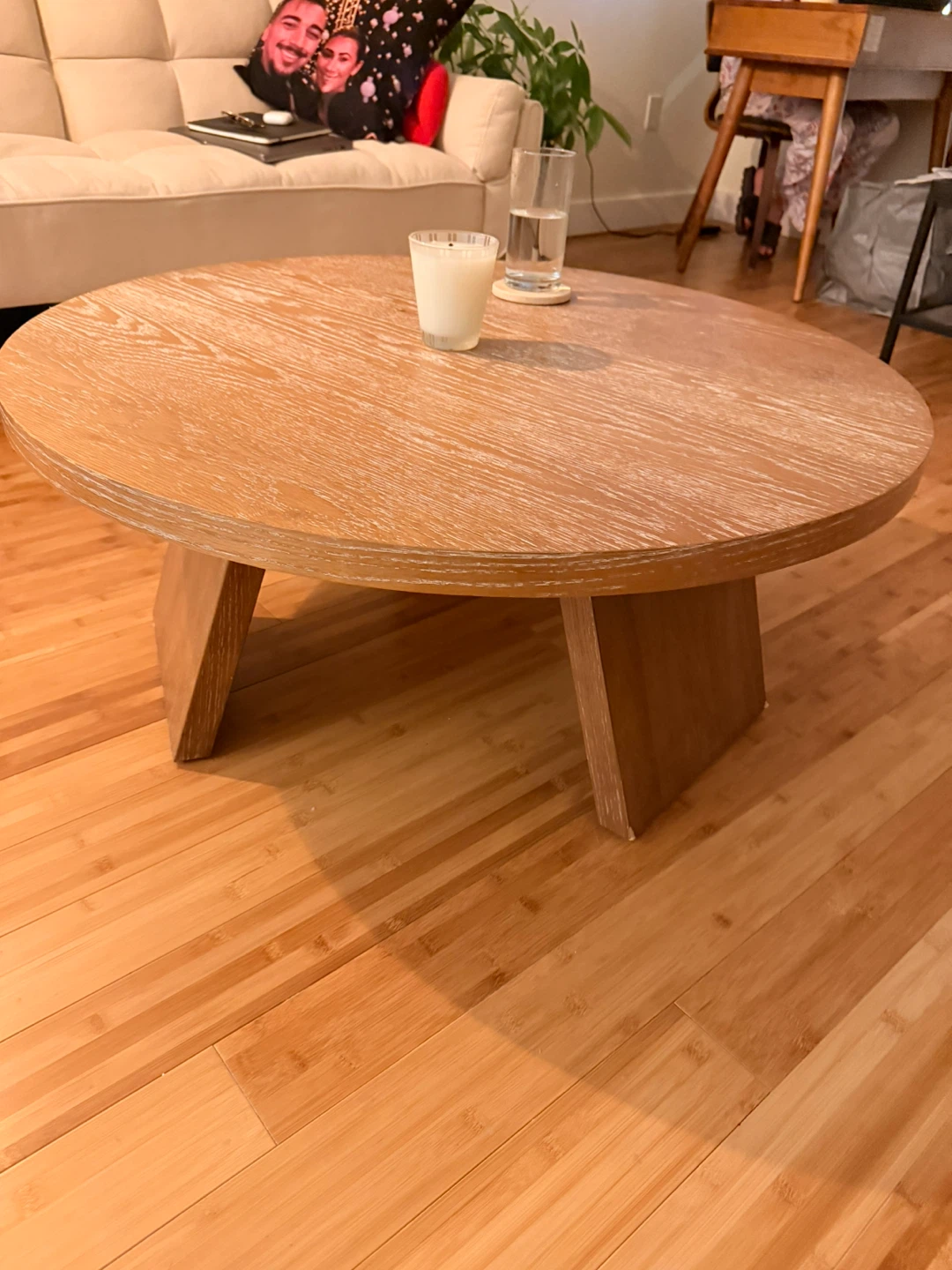 Round Coffee Table - Natural Wood Finish - photo 3