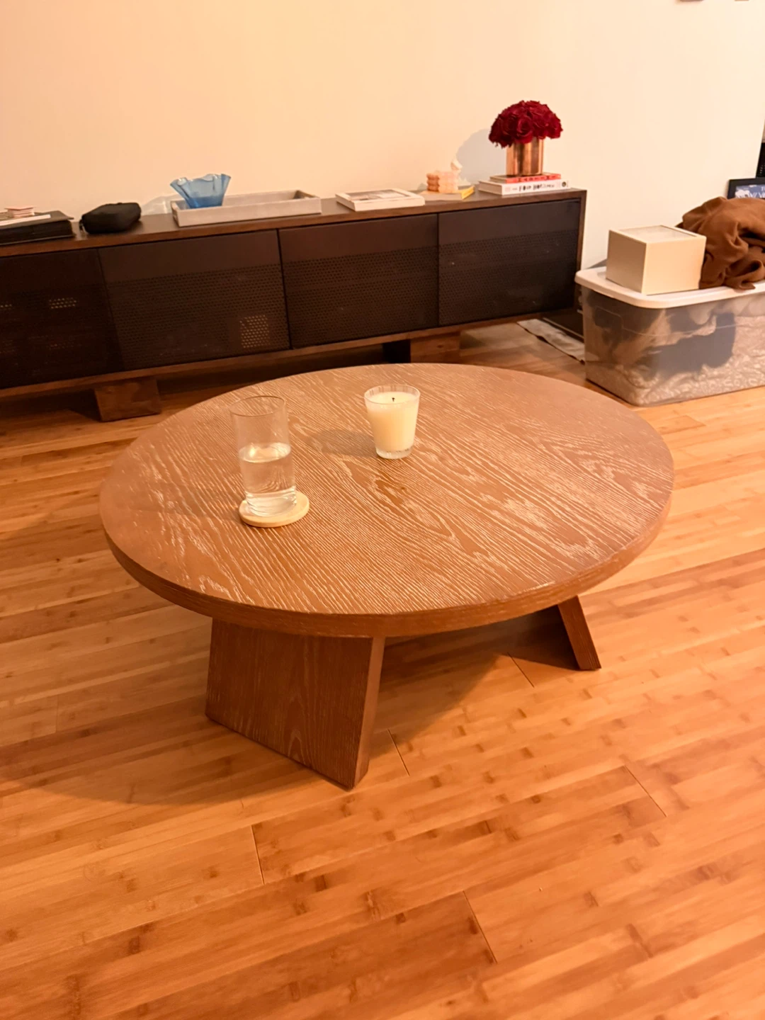 Round Coffee Table - Natural Wood Finish - photo 2