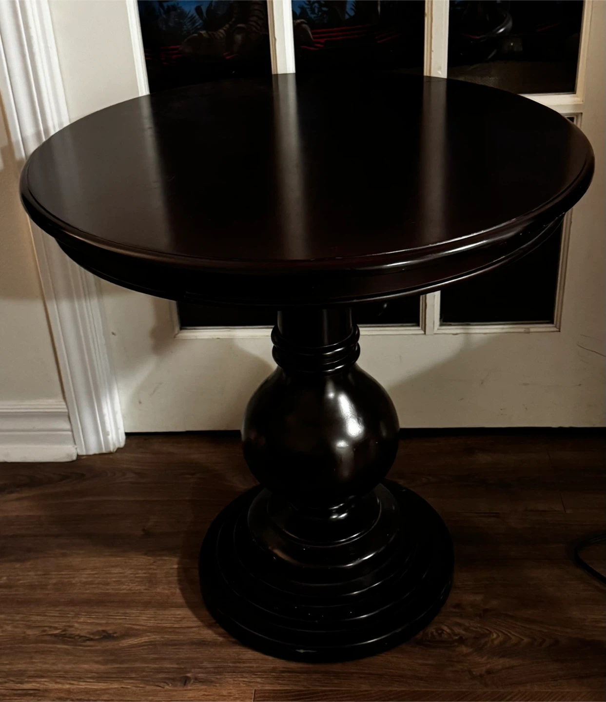 Dark Wood Pedestal Side Table