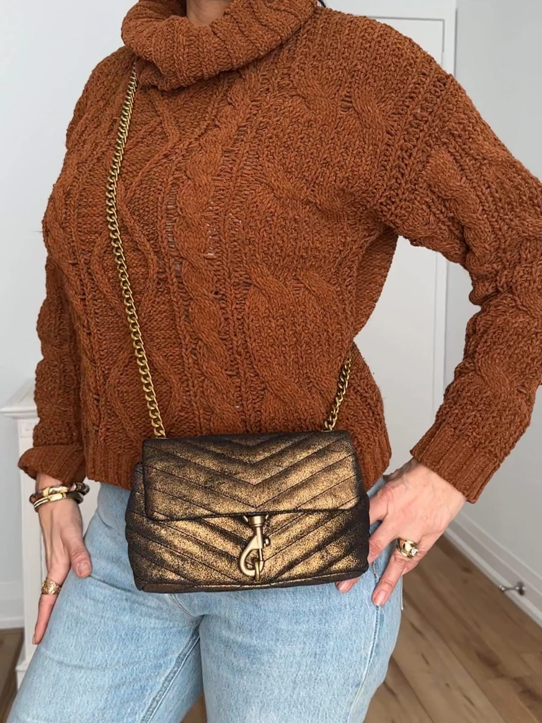 Rebecca Minkoff Edie Date Night Gold Crossbody