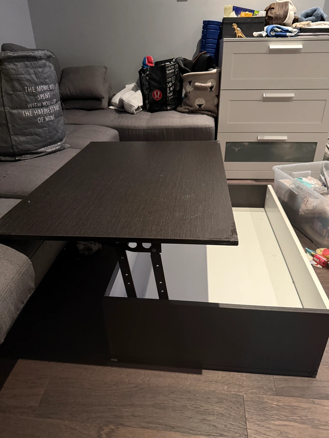 Dark Brown Lift-Top Coffee Table with Storage - photo 2