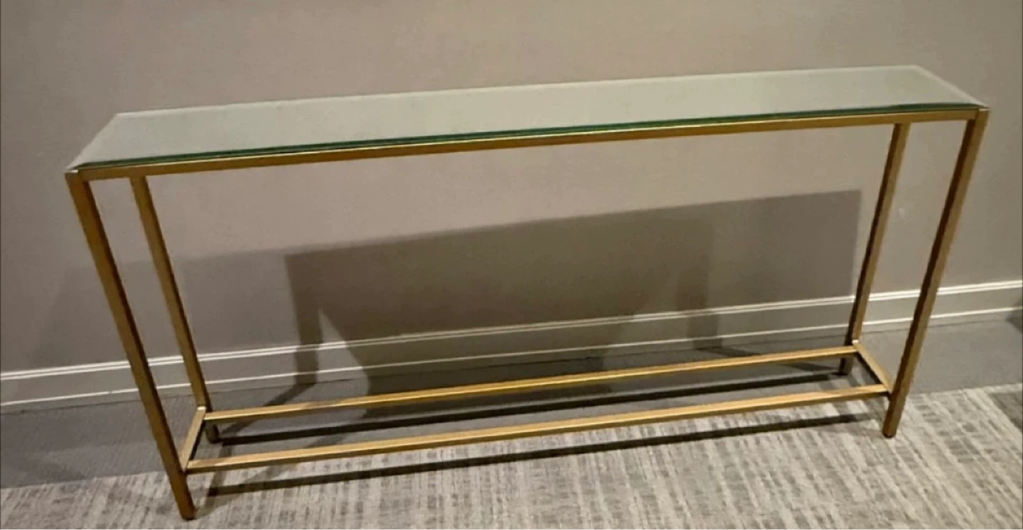 Gold Metal and Glass Console Table 🌱 - photo 2