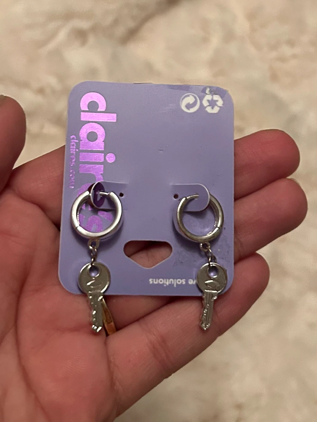 Claire's Key Hoop Earrings