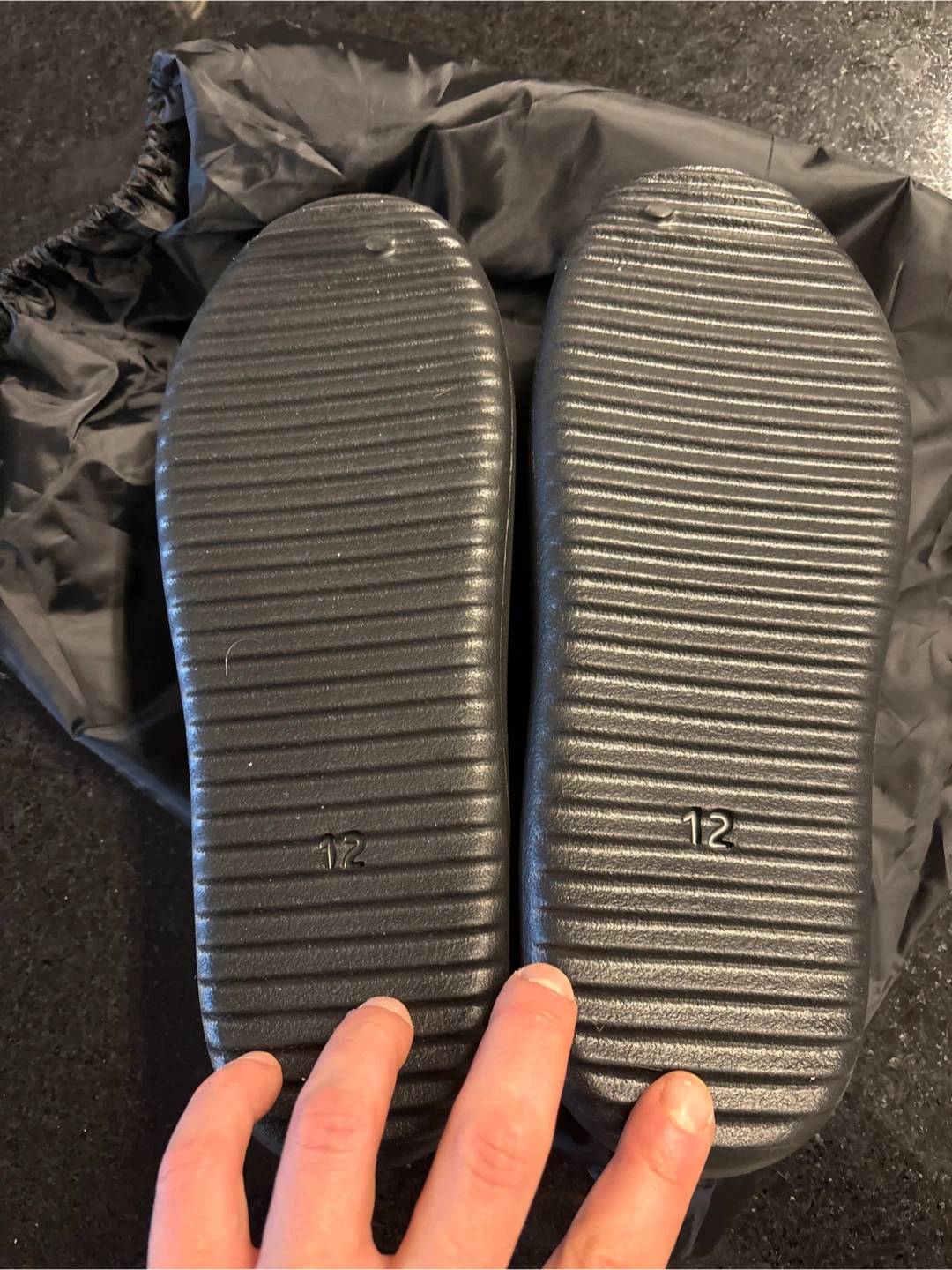Black  Yeezy Slip-On Shoes Size 12 with Drawstring Bag - photo 2