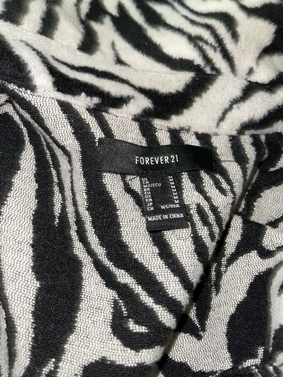 Forever 21 Zebra Print Fleece Jacket - Size Medium - photo 3