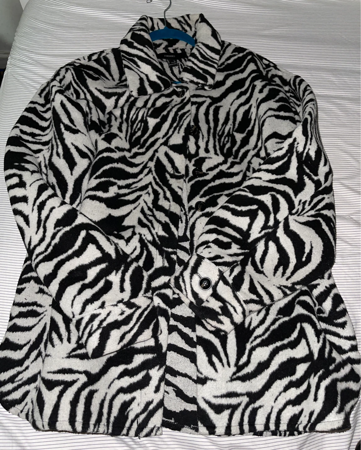 Forever 21 Zebra Print Fleece Jacket - Size Medium