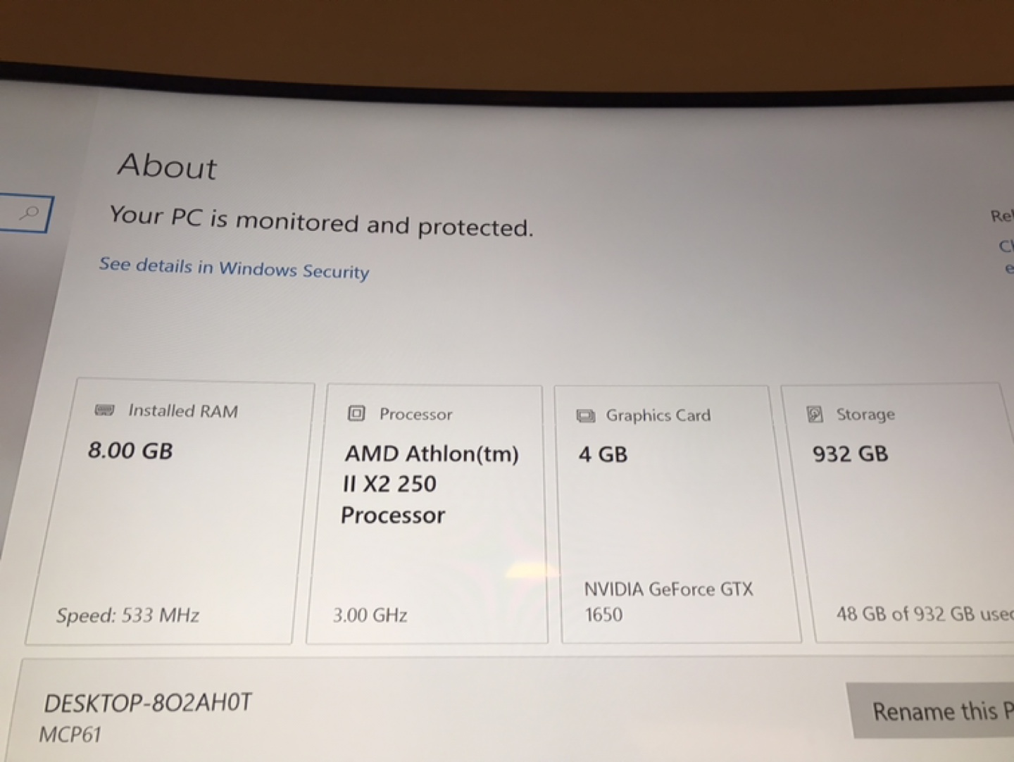 Desktop Computer -8GB RAM,   GTX 1650 - photo 4