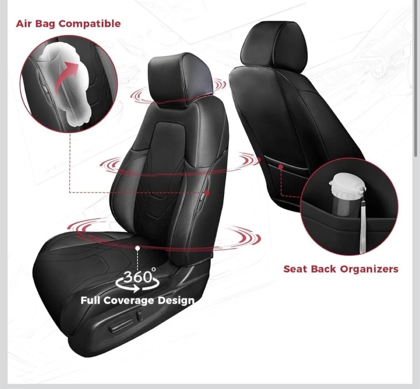 Black Car Seat Covers for Honda CR-V 2017-2022 - photo 3