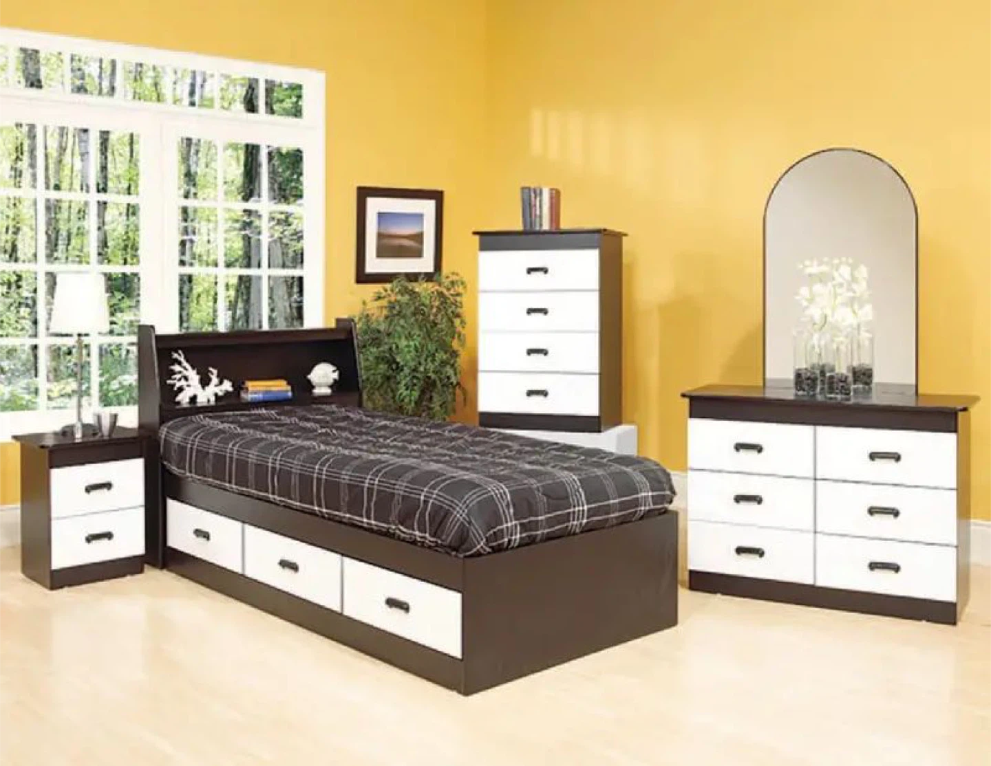 Twin Storage Bed with Headboard and Drawers