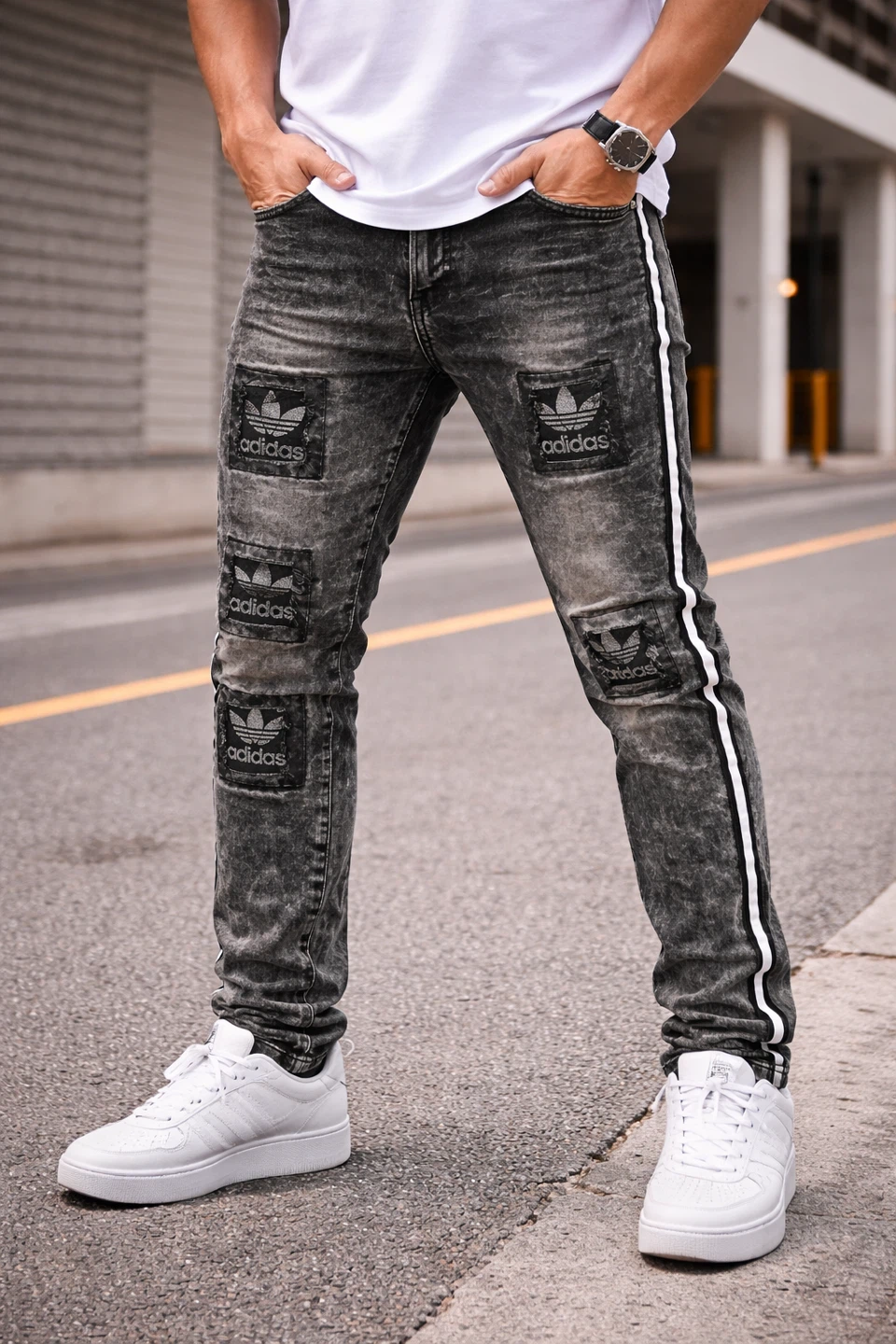 Men’s Custom-Style Acid Wash Jeans