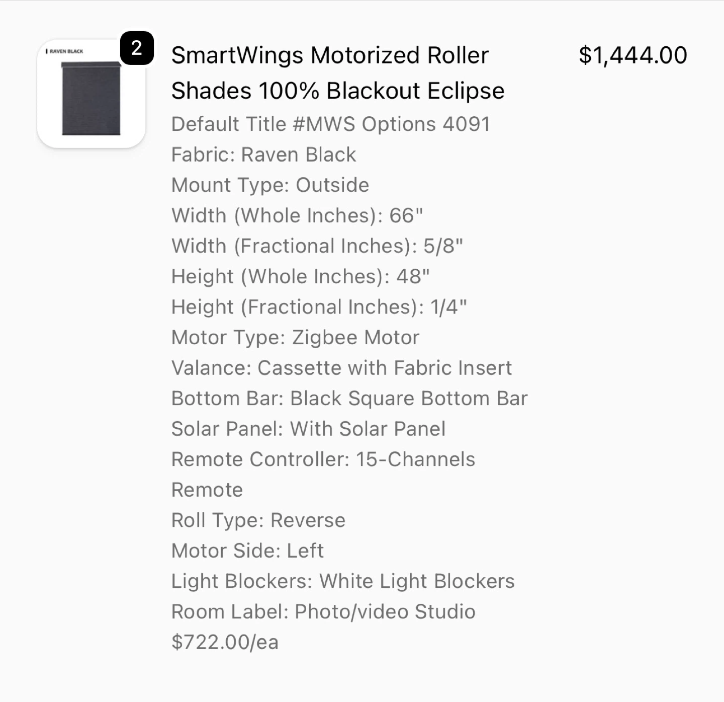 SmartWings Motorized Roller Shades 100% Blackout Eclipse