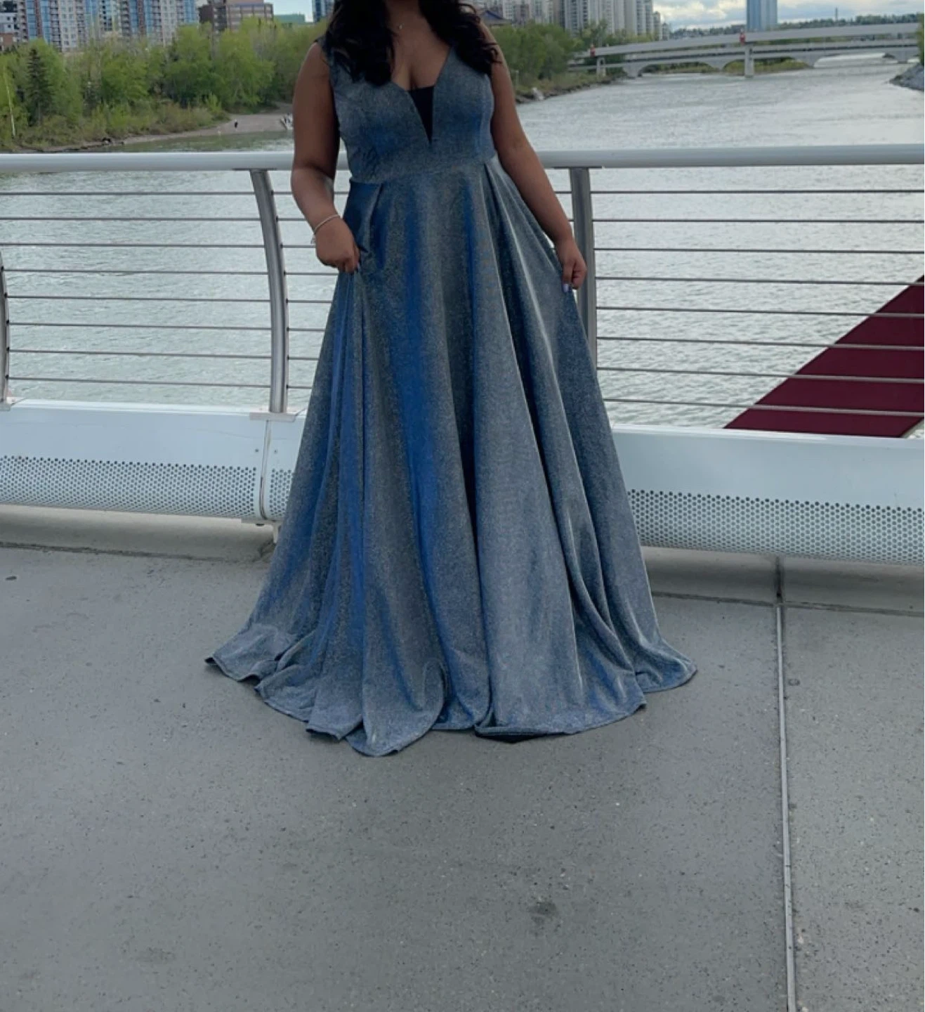 Sparkly Blue A-Line Gown
