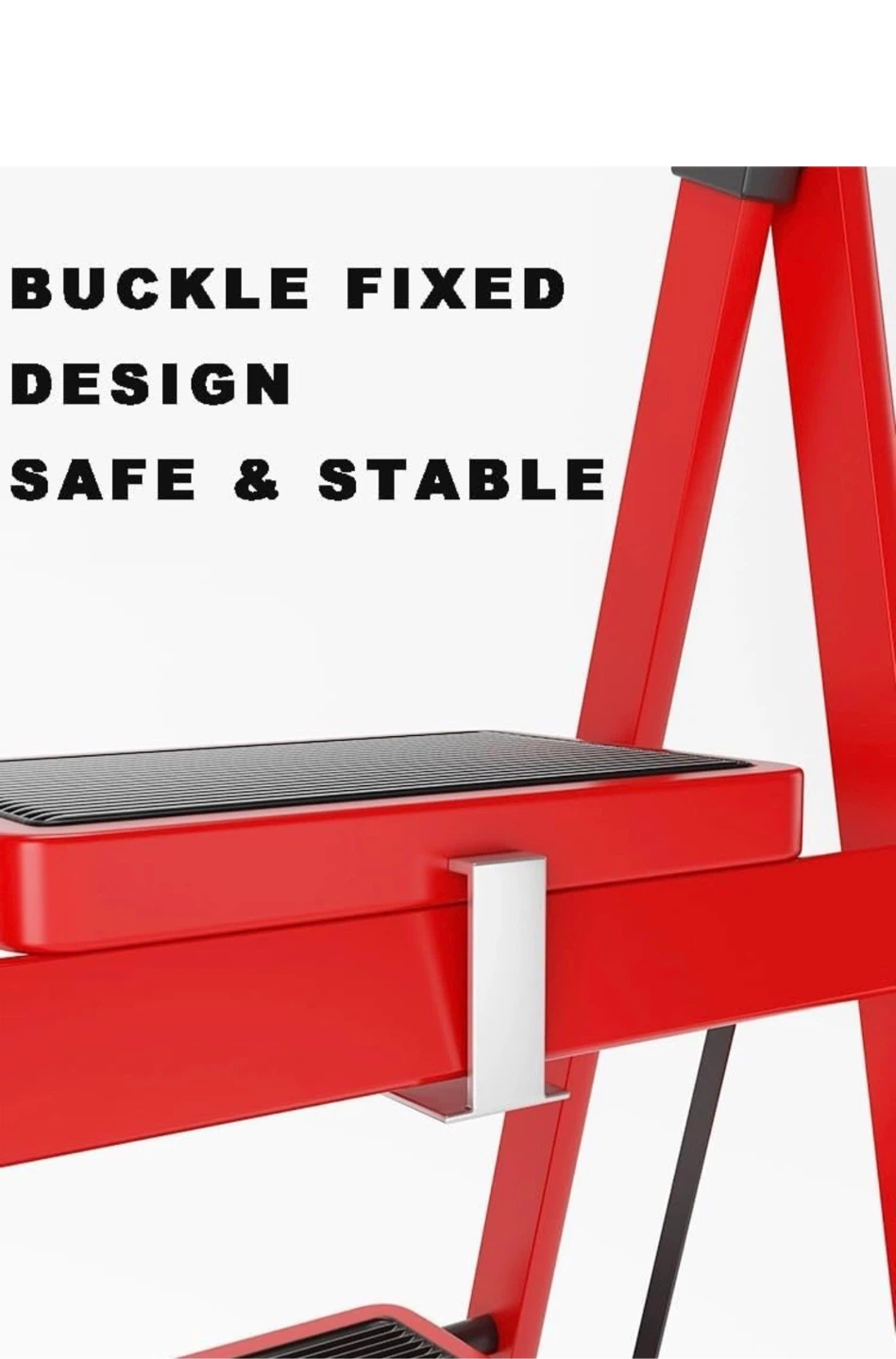 Red 6-Step Folding Ladder with Wide Anti-Slip Pedals - photo 4
