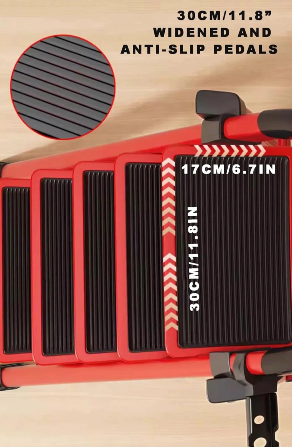 Red 6-Step Folding Ladder with Wide Anti-Slip Pedals - photo 3