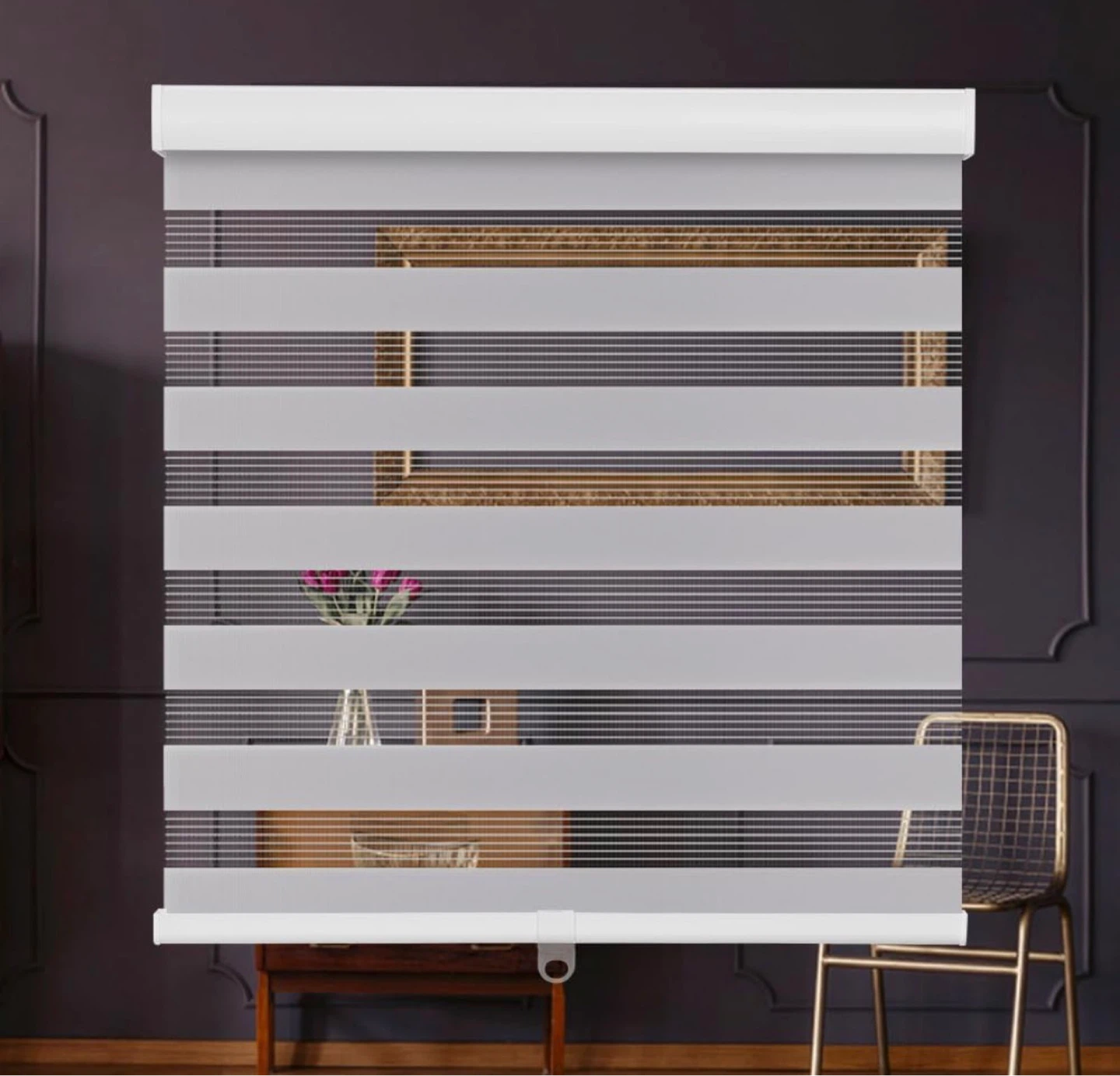NEW 6X Roller Zebra Blinds, 65" W X 72" H, Light Grey