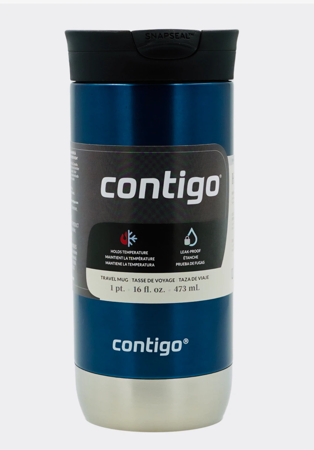 Contigo Metallic Blue Travel Tumbler with Black Lid
