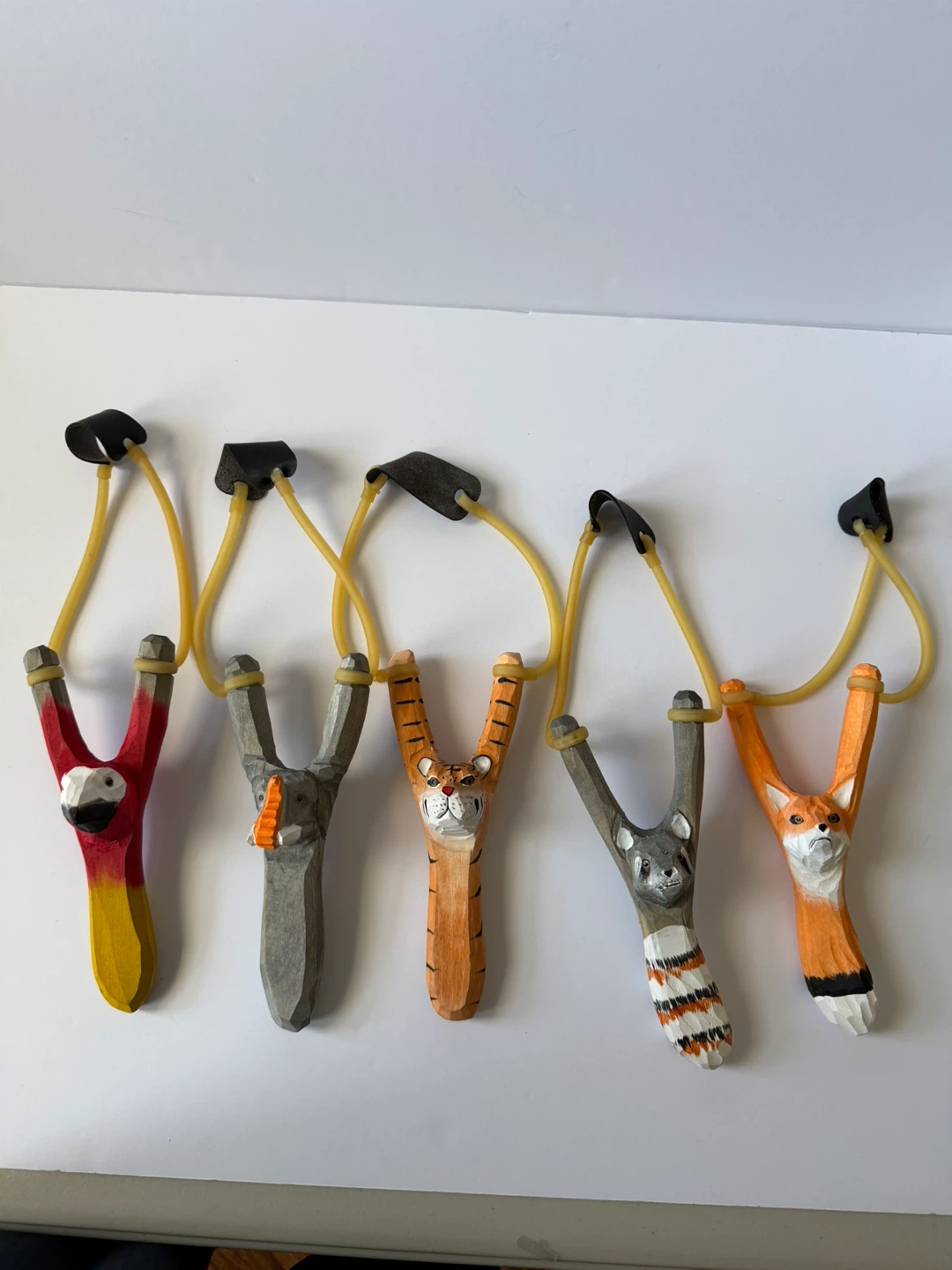 Set of 5 Wooden Animal Slingshots